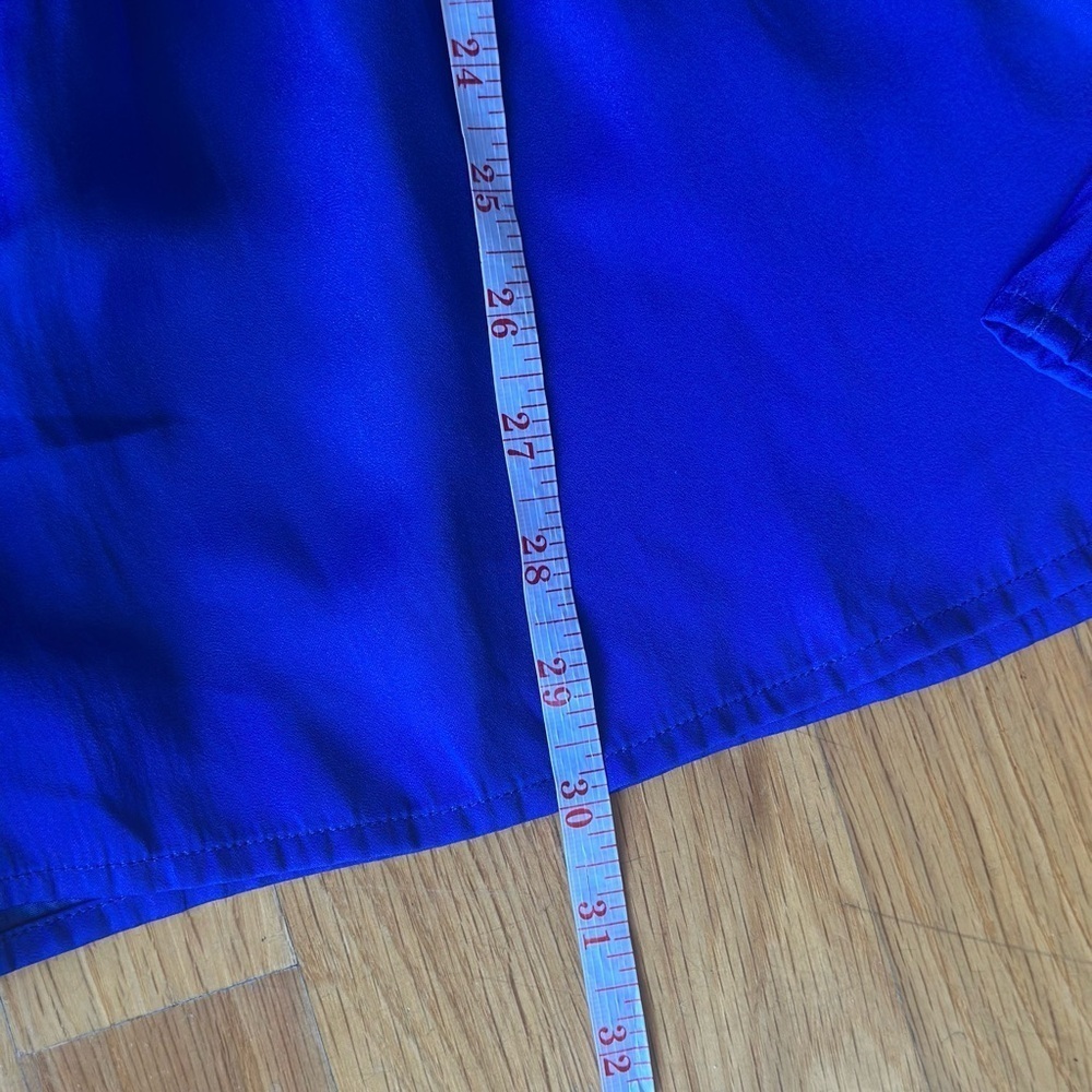 Ann Taylor Loft Silky Romper XXS Petite Royal Blue VNeck Open Back Shorts Dressy - Picture 8 of 10